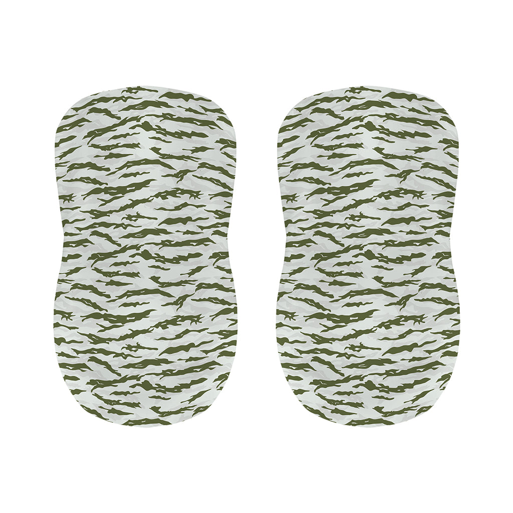 Green And White Tiger Stripe Camo Print Bar Stool Covers