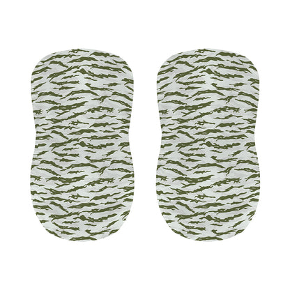 Green And White Tiger Stripe Camo Print Bar Stool Covers