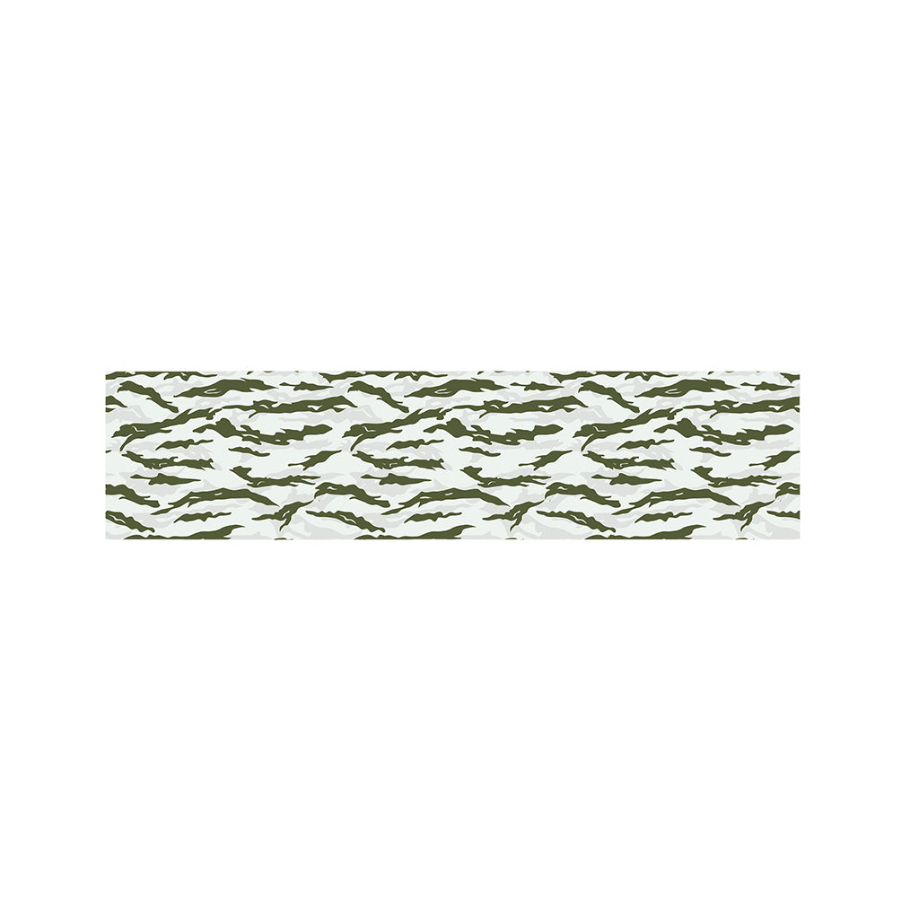 Green And White Tiger Stripe Camo Print Bed Runner