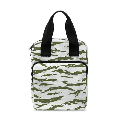Green And White Tiger Stripe Camo Print Bible Tote Bag