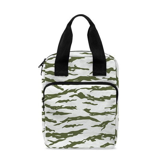 Green And White Tiger Stripe Camo Print Bible Tote Bag