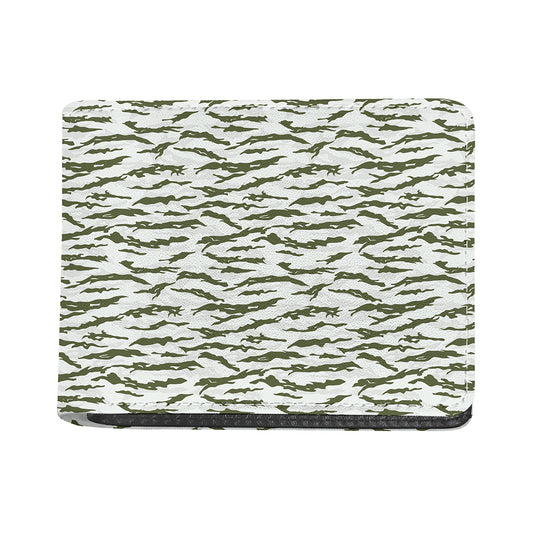 Green And White Tiger Stripe Camo Print Bifold Wallet