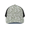 Green And White Tiger Stripe Camo Print Black Mesh Trucker Cap