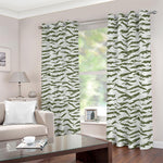 Green And White Tiger Stripe Camo Print Blackout Grommet Curtains