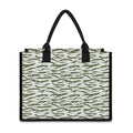 Green And White Tiger Stripe Camo Print Canvas Tote Bag
