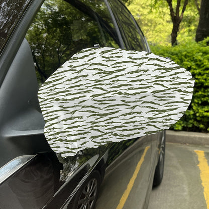 Green And White Tiger Stripe Camo Print Car Side Mirror Covers
