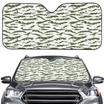 Green And White Tiger Stripe Camo Print Car Windshield Sun Shade