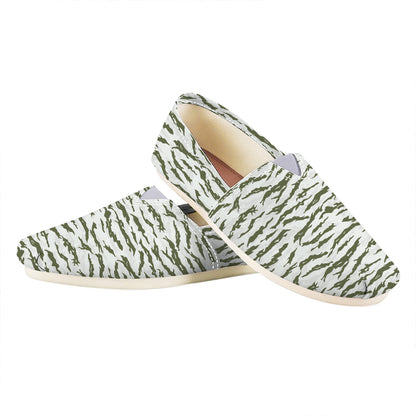 Green And White Tiger Stripe Camo Print Casual Shoes