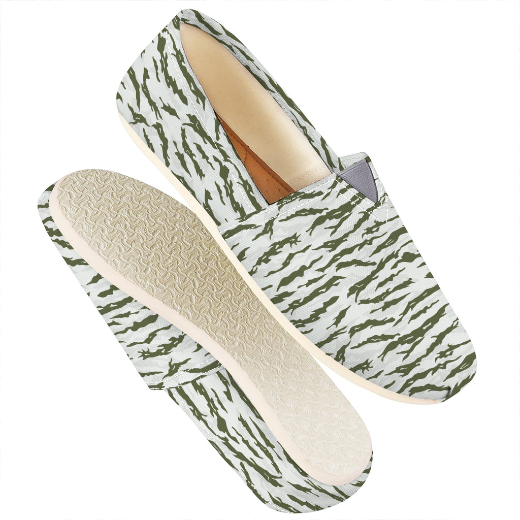 Green And White Tiger Stripe Camo Print Casual Shoes