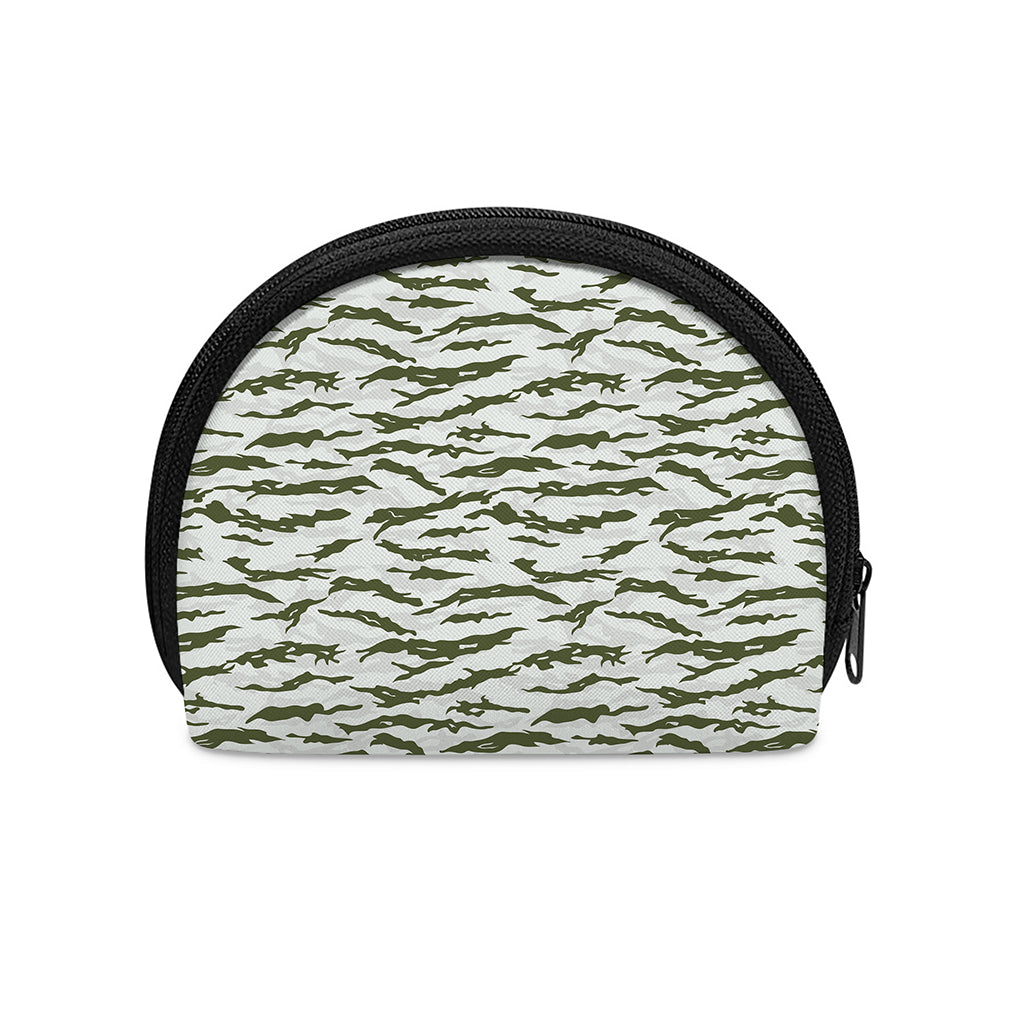 Green And White Tiger Stripe Camo Print Coin Purse