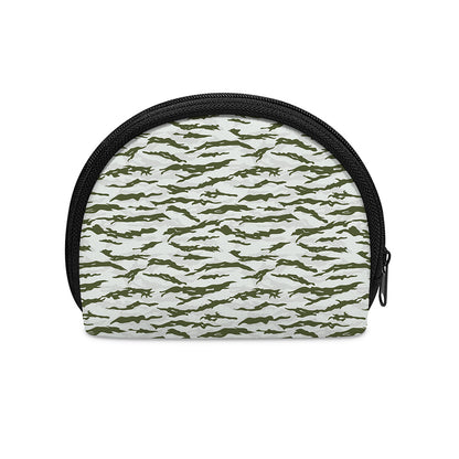Green And White Tiger Stripe Camo Print Coin Purse