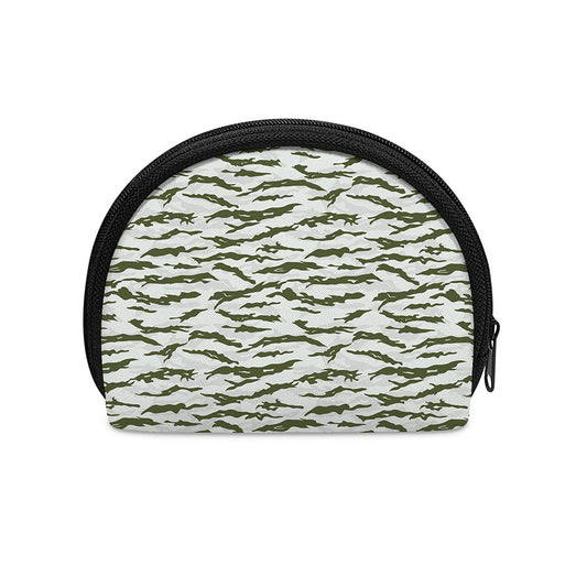 Green And White Tiger Stripe Camo Print Coin Purse
