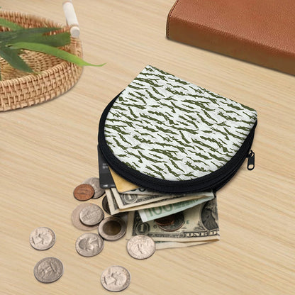 Green And White Tiger Stripe Camo Print Coin Purse