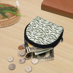 Green And White Tiger Stripe Camo Print Coin Purse