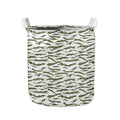 Green And White Tiger Stripe Camo Print Collapsible Laundry Basket