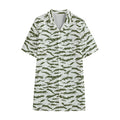 Green And White Tiger Stripe Camo Print Cotton Hawaiian Shirt