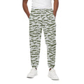 Green And White Tiger Stripe Camo Print Cotton Sweatpants