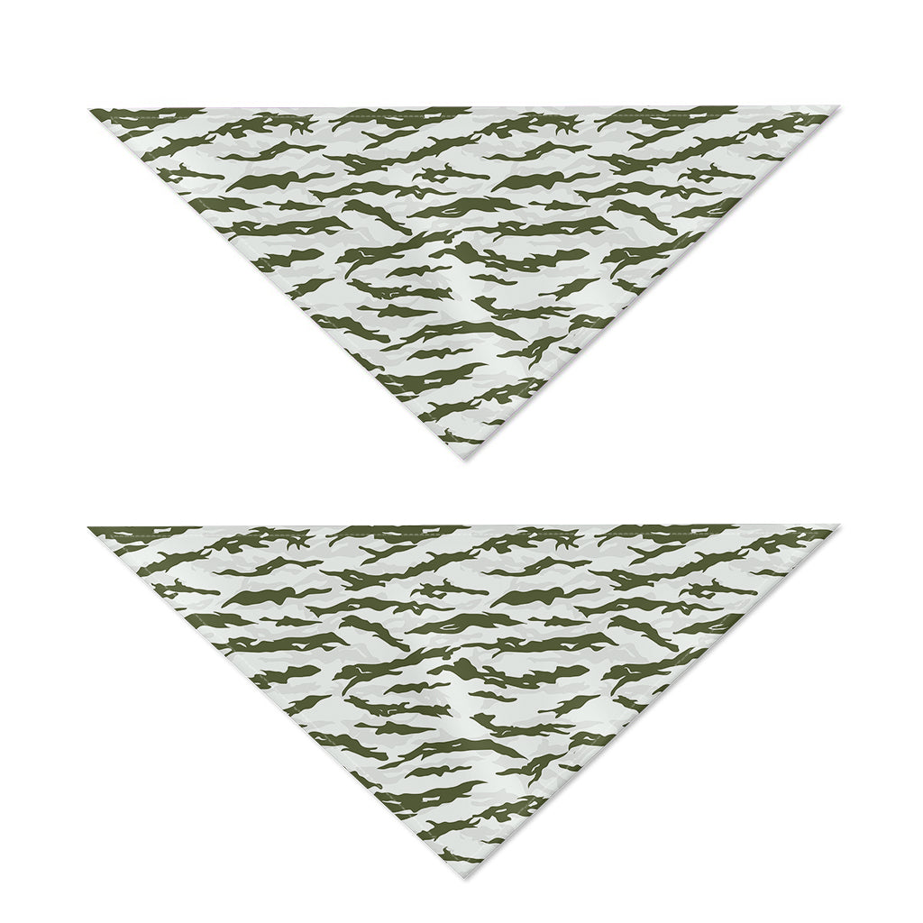 Green And White Tiger Stripe Camo Print Dog Bandana