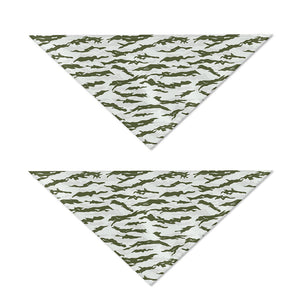 Green And White Tiger Stripe Camo Print Dog Bandana