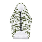 Green And White Tiger Stripe Camo Print Dog Zip Up Hoodie