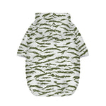 Green And White Tiger Stripe Camo Print Dog Zip Up Hoodie