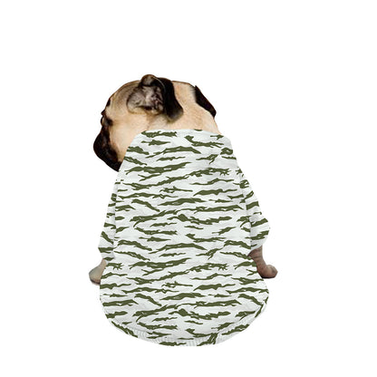 Green And White Tiger Stripe Camo Print Dog Zip Up Jacket