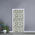 Green And White Tiger Stripe Camo Print Door Sticker