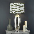 Green And White Tiger Stripe Camo Print Drum Lamp Shade