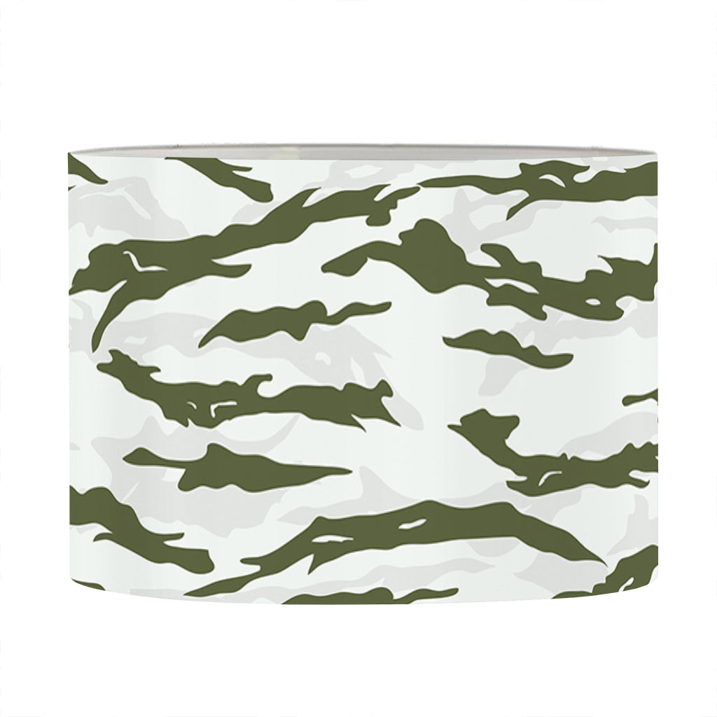 Green And White Tiger Stripe Camo Print Drum Lamp Shade