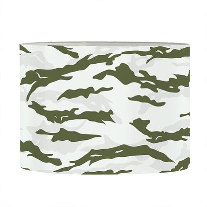 Green And White Tiger Stripe Camo Print Drum Lamp Shade