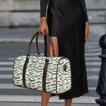 Green And White Tiger Stripe Camo Print Duffle Bag
