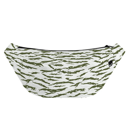 Green And White Tiger Stripe Camo Print Fanny Pack