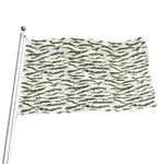 Green And White Tiger Stripe Camo Print Flag