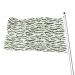 Green And White Tiger Stripe Camo Print Flag
