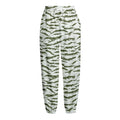 Green And White Tiger Stripe Camo Print Fleece Lined Knit Pants