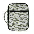 Green And White Tiger Stripe Camo Print Front Pocket Bible Bag