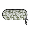Green And White Tiger Stripe Camo Print Glasses Case
