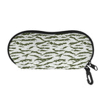 Green And White Tiger Stripe Camo Print Glasses Case