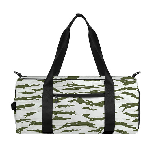 Green And White Tiger Stripe Camo Print Gym Bag
