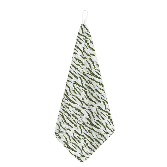 Green And White Tiger Stripe Camo Print Hand Towel