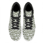 Green And White Tiger Stripe Camo Print High Top Leather Sneakers