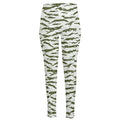 Green And White Tiger Stripe Camo Print High-Waisted Pocket Leggings