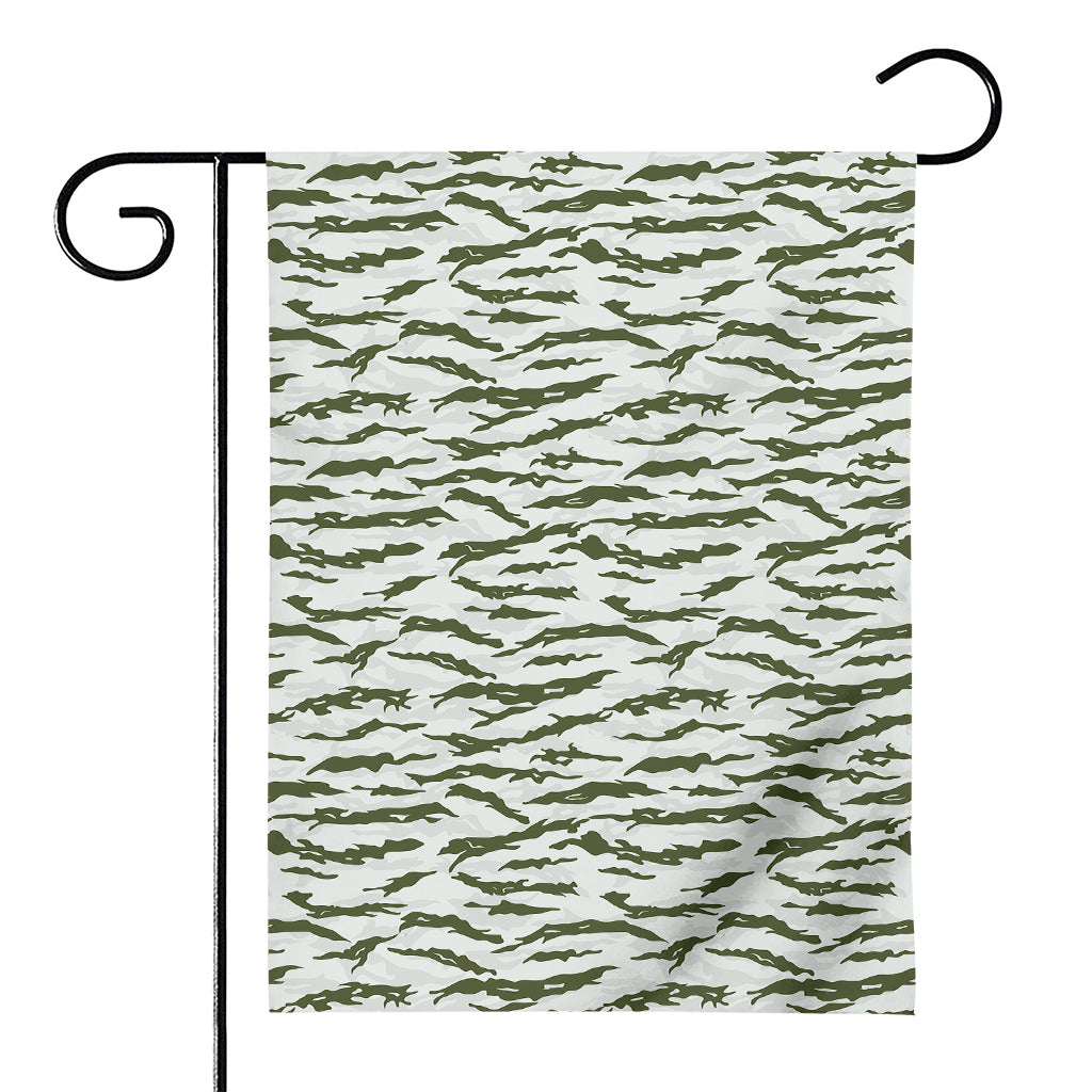 Green And White Tiger Stripe Camo Print House Flag
