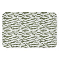 Green And White Tiger Stripe Camo Print Indoor Door Mat