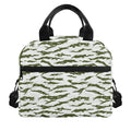 Green And White Tiger Stripe Camo Print Insulated Lunch Bag