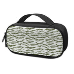 Green And White Tiger Stripe Camo Print Insulin Cooler Travel Case