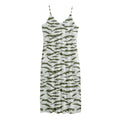Green And White Tiger Stripe Camo Print Jersey Midi Cami Dress