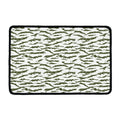 Green And White Tiger Stripe Camo Print Kitchen Mat