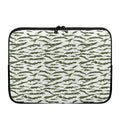 Green And White Tiger Stripe Camo Print Laptop Sleeve