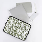 Green And White Tiger Stripe Camo Print Laptop Sleeve